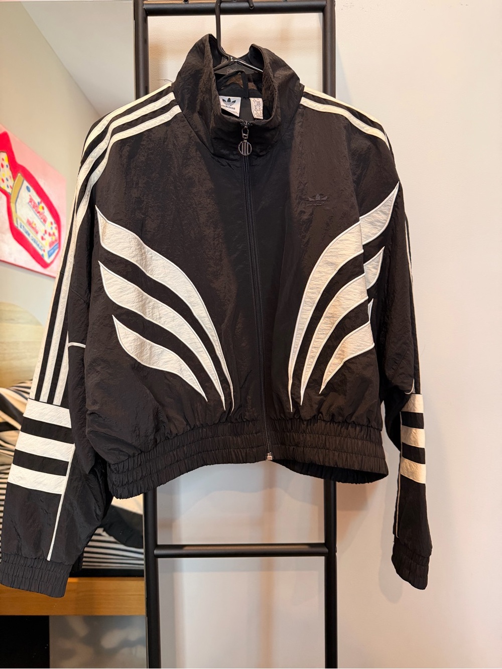 adidas Black & White Three-Stripe Track Jacket and Shorts Set - Picture 3 of 7